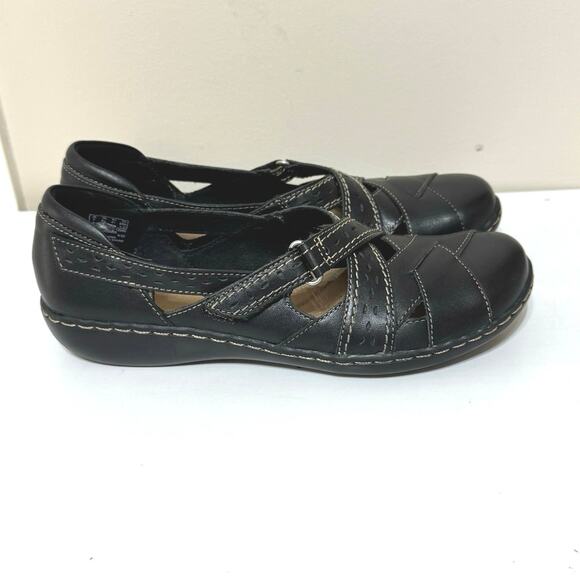 Clarks Women’s Size 9.5 NARROW Ashland Spin Q Black Leather Mary Jane Shoes - Picture 2 of 12